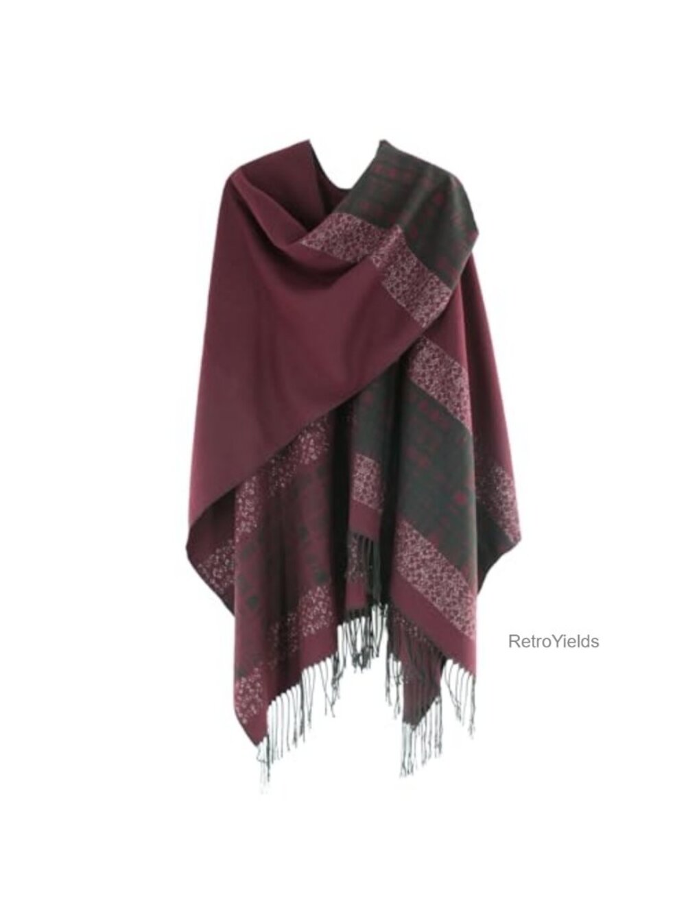 Reversible Poncho Shawl Wrap Women's Soft Warm Open Front Cape